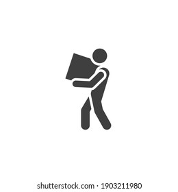 Lifting Weights, Box, Man Icon. Solid Style For Web Template And App. Lift, Back, Pain, Boy, Carry, Vector Illustration Design On White Background. Simple Glyph EPS 10