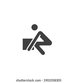 Lifting weights, box, man icon. Solid style for web template and app. Lift, back, pain, boy, carry, vector illustration design on white background. Simple glyph EPS 10