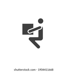Lifting weights, box, man icon. Solid style for web template and app. Lift, back, pain, boy, carry, vector illustration design on white background. Simple glyph EPS 10