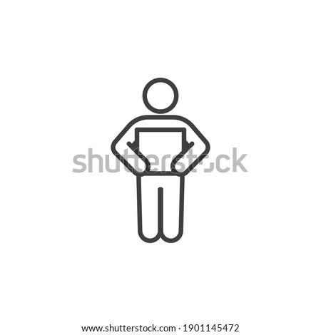 Lifting weights, box, man icon. Simple line style for web template and app. Lift, back, pain, boy, carry, vector illustration design on white background. EPS 10
