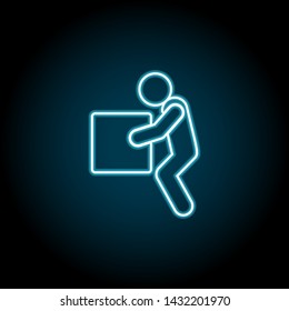 Lifting weights, box, man neon icon. Simple thin line, outline vector of universal icons for UI and UX, website or mobile application