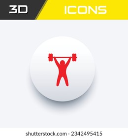 Lifting weights icon, bodybuilding fitness body building 3D icon