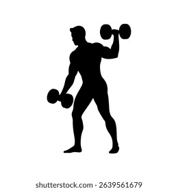 Lifting weights silhouette icon vector flat design on white background