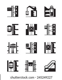 Lifts and elevators icon set - vector illustration