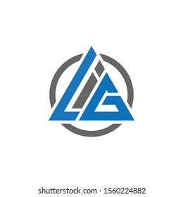 LIG triangle circle logo deisgn with blue and gray.