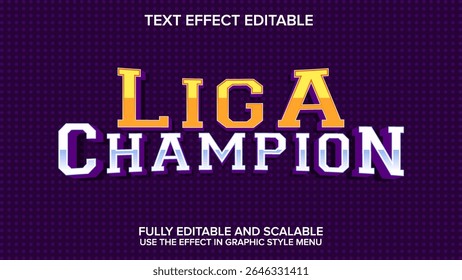 liga champion text effect vector editable