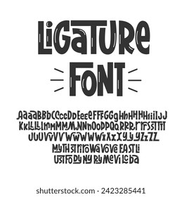 Ligature Creative Font. Funny Constructor Kids Alphabet. Quirky Typographic Design Abc. Decorative Custom Letters Typo.