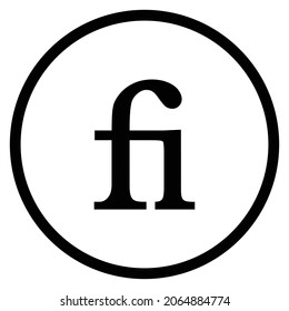 ligature Icon. Flat style Circle Shape isolated on white background. Vector illustration