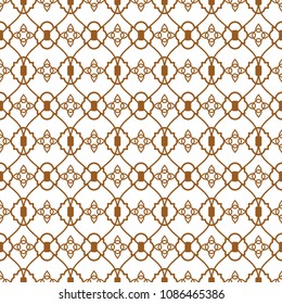 Ligature pattern gold seamless vector line style. Gold and white lattice eastern ornament.