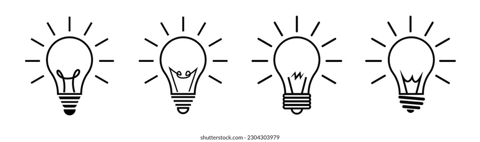 ligh bulb icon idea creativity icon set