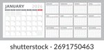 Light 2026 Calendar in Modern Clean Style	
