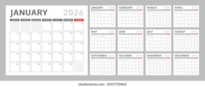 Light 2026 Calendar in Modern Clean Style	
