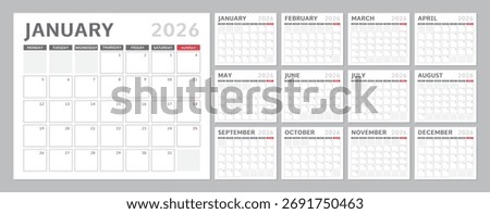 Light 2026 Calendar in Modern Clean Style	
