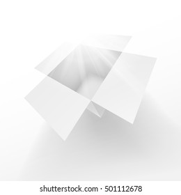 Light 3D Opened White Cardboard Package Box. EPS10 Vector