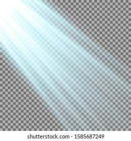 Light from above, sunlight on transparent background, aqua color