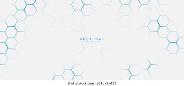 Light abstract background with blue hexagonal pattern and white gradient design, suitable for tech or medical use
