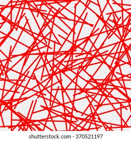 Light abstract background with random red lines, glitch effect for design concepts, posters, banners, web, presentations and prints. Vector illustration.