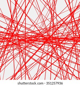 Light abstract background with red random lines, glitch effect for design concepts, posters, banners, web, presentations and prints. Vector illustration.