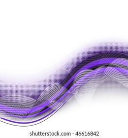 light abstract background with wavy blue lines, circles and transparent bands