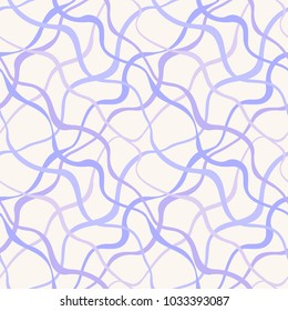 Light abstract background of wavy cells in delicate violet tones on a light background. Vector Seamless Pattern.