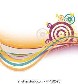 light abstract background with wavy lines and circles with tree