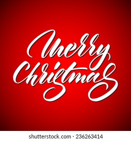 Light abstract calligraphy, lettering with merry Christmas text and pink background for internet sites, gift cards and presentations. Vector illustration.