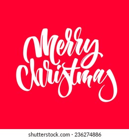Light abstract calligraphy, lettering with merry Christmas text and pink background for internet sites, gift cards and presentations. Vector illustration.