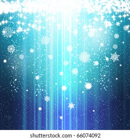 Light abstract Christmas background with snow and the stars