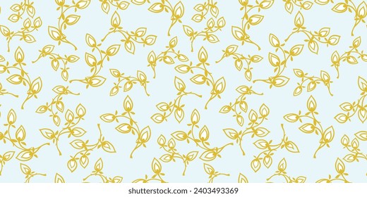 Light abstract floral seamless pattern. Vector hand drawn. Creative branches and drops print. Design for fabric, fashion, wallpaper, surface design