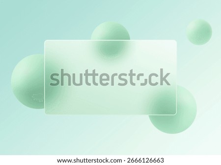 Light abstract glassmorphism background with green spheres