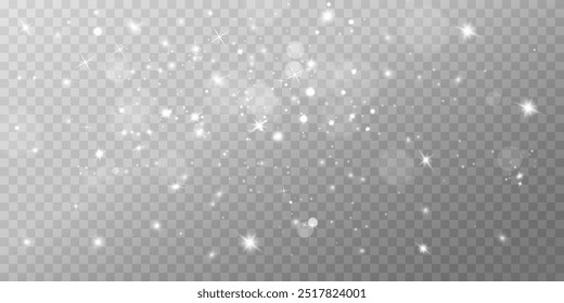 Resaltes de bokeh brillantes abstractos ligeros. Efecto bokeh ligero aislado sobre fondo transparente. El fondo de las Navidades brilla desde el polvo.