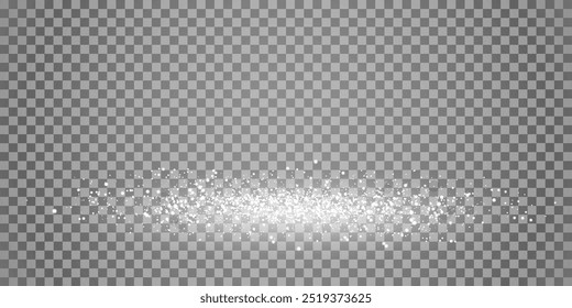 Light abstract glowing bokeh highlights. Light bokeh effect isolated on transparent background. The Christmas background shines from the dust.