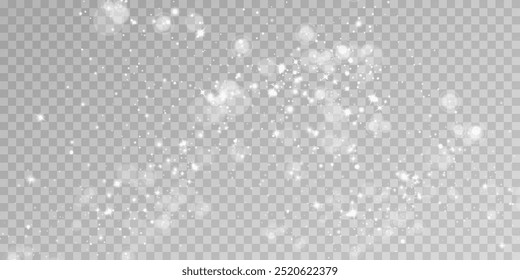 Resaltes de bokeh brillantes abstractos ligeros. Efecto bokeh ligero aislado sobre fondo transparente. El fondo de las Navidades brilla desde el polvo.