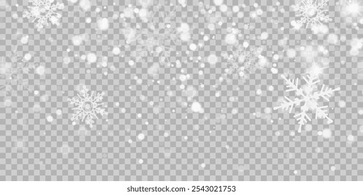 Light abstract glowing bokeh highlights. Light bokeh effect isolated on transparent background. The Christmas background shines from the dust.	