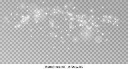Light abstract glowing bokeh highlights. Light bokeh effect isolated on transparent background. The Christmas background shines from the dust.