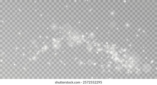 Light abstract glowing bokeh highlights. Light bokeh effect isolated on transparent background. The Christmas background shines from the dust.