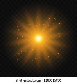 Light abstract glowing bokeh lights. Bokeh lights effect isolated on transparent background. Festive  golden luminous background. 