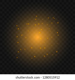 Light abstract glowing bokeh lights. Bokeh lights effect isolated on transparent background. Festive  golden luminous background. 