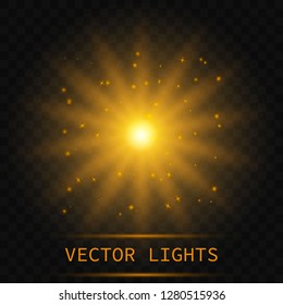 Light abstract glowing bokeh lights. Bokeh lights effect isolated on transparent background. Festive  golden luminous background. 