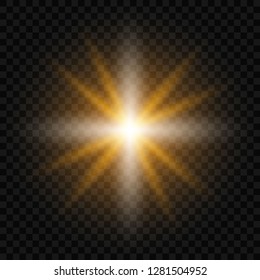 Light abstract glowing bokeh lights. Bokeh lights effect isolated on transparent background. Festive  golden luminous background. 