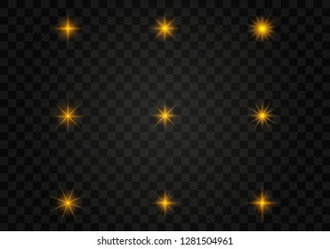 Light abstract glowing bokeh lights. Bokeh lights effect isolated on transparent background. Festive  golden luminous background. 