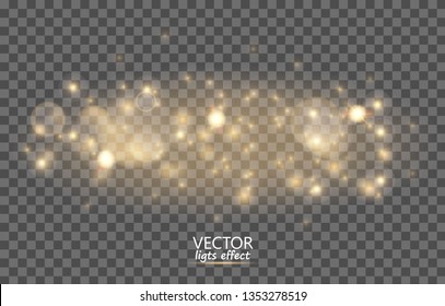 Light abstract glowing bokeh lights. Bokeh lights effect isolated on transparent background. Festive purple and golden luminous background. Christmas concept