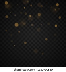 Light abstract glowing bokeh lights. Bokeh lights effect isolated on transparent background. Festive purple and golden luminous background. Christmas concept.