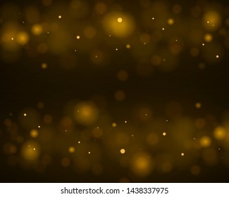 Light abstract glowing bokeh lights. Bokeh lights effect isolated on black transparent background. Festive purple and golden luminous background. Christmas concept. Vector