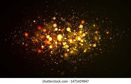 Light abstract glowing bokeh lights. Festive purple and golden luminous background with colorful lights bokeh. Magic concept. Christmas concept.