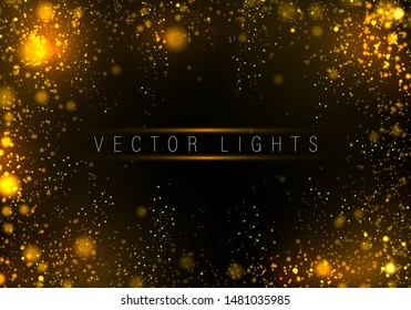 Light abstract glowing bokeh lights. Festive purple and golden luminous background with colorful lights bokeh. Magic concept. Christmas concept.