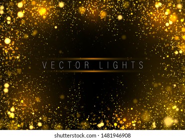 Light abstract glowing bokeh lights. Festive purple and golden luminous background with colorful lights bokeh. Magic concept. Christmas concept.
