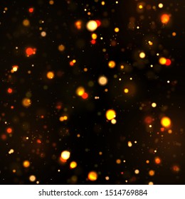 Light abstract glowing bokeh lights. Festive golden luminous background with colorful lights bokeh. Magic concept. Christmas concept.