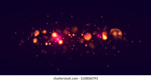 Light abstract glowing bokeh lights. Festive golden luminous background with colorful lights bokeh. Magic concept. Christmas concept.