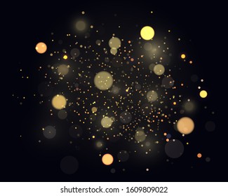 Light abstract glowing bokeh lights. Festive golden luminous background with colorful lights bokeh. Magic concept. Abstract background with bokeh effect. Vector festive illustration.